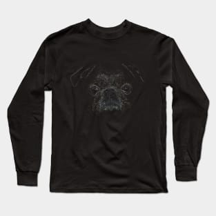 pug, Colourful, black shirt Long Sleeve T-Shirt